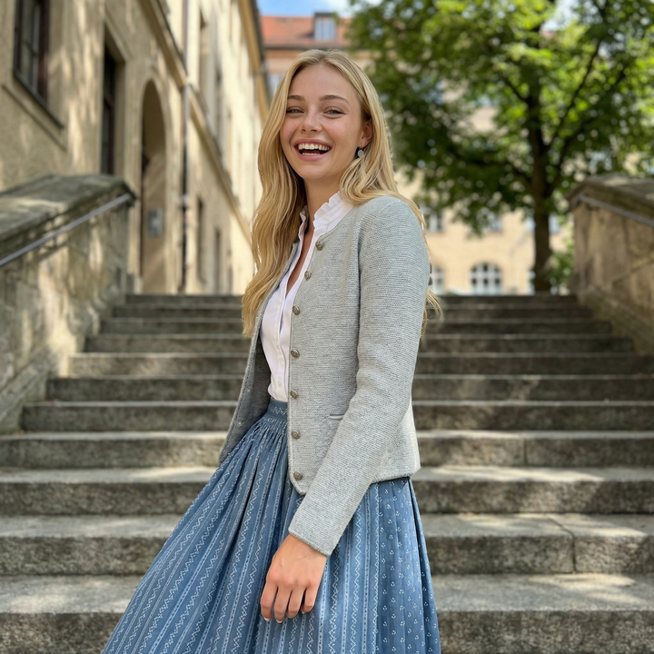 Damen Trachten Strickjacke | Taillierte Strickjacke mit Linksstrick und handeingefassten Kanten