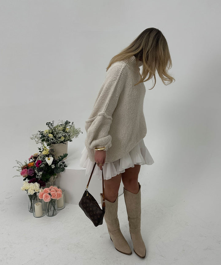 Cowboystiefel Damen | Hohe Cowboy Boots aus Veloursleder-Look | 47 cm Schaft &amp; 6,5 cm Absatz | Für Alltag &amp; Festivals