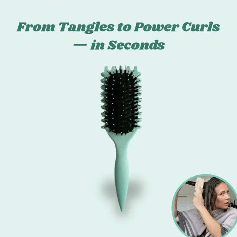Lockenbürste zum Entwirren &amp; Definieren (2er-Set) | Für nasses &amp; trockenes Haar, reduziert Frizz | Vegane Borsten | Grün/Beige