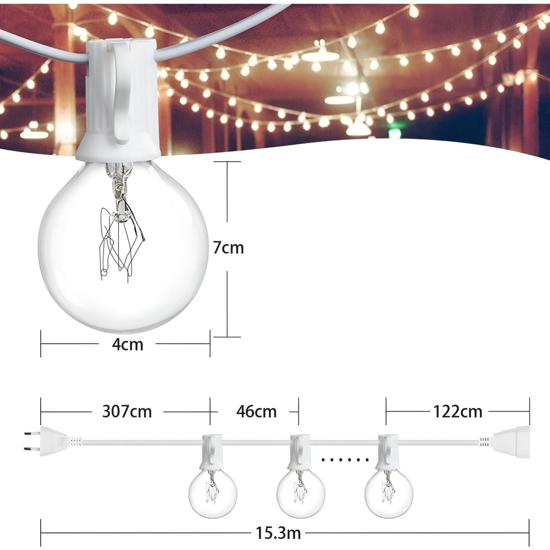 Lichterkette außen mit Globus-Lampen 15 m / 30 m | Warmweißes Licht mit 220 V für Garten, Terrasse, Hochzeit und Party