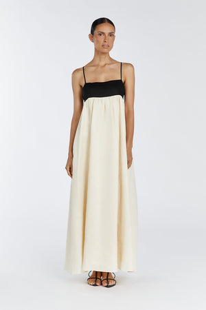 Damen Leinen Maxikleid mit Verstellbaren Trägern | Luftiges Sommerkleid mit Quadratischem Ausschnitt | Elegantes Freizeitkleid