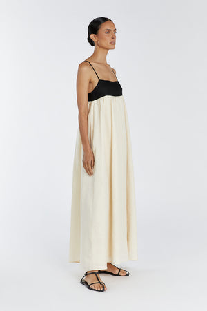 Damen Leinen Maxikleid mit Verstellbaren Trägern | Luftiges Sommerkleid mit Quadratischem Ausschnitt | Elegantes Freizeitkleid