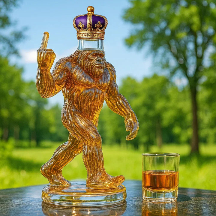 Whisky-Karaffe in Sasquatch-Form | Glasdekanter mit Verschluss | Außergewöhnlicher Blickfang für Hausbar &amp; Hobbyraum