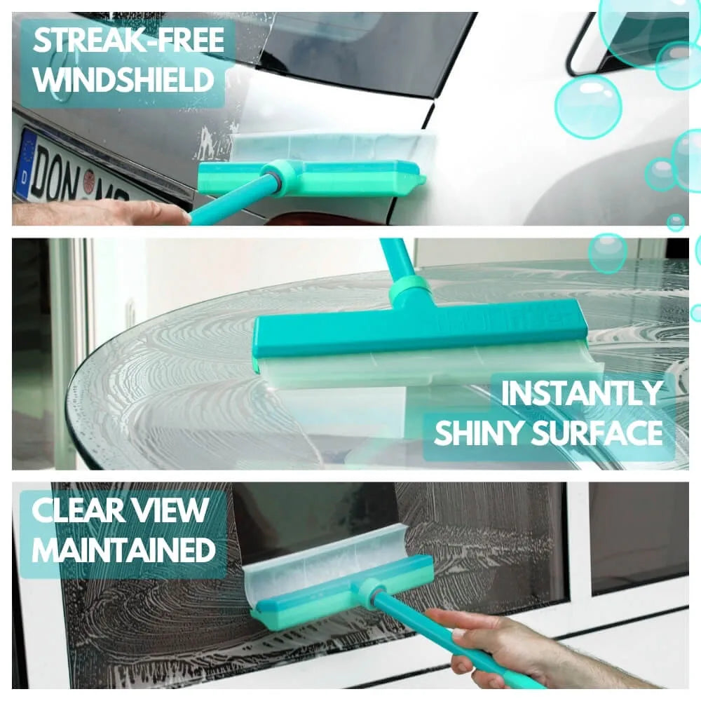Fensterabzieher mit Silikonlippe | Streifenfreies Abziehen für Glas &amp; Spiegel | Flexibler Griff, temperaturbeständig