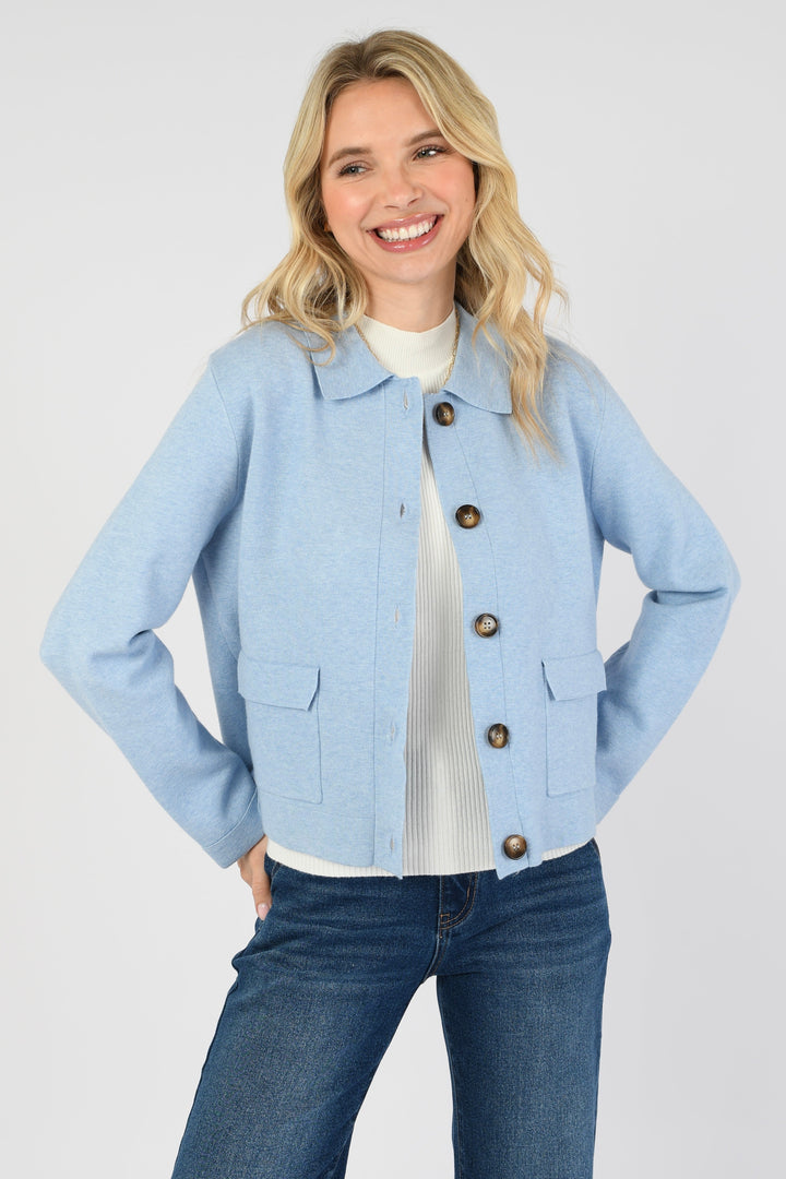 Damen Strickjacke mit Kragen | Weiche Strickjacke mit Knopfleiste &amp; Fronttaschen | Elegante Cardigan