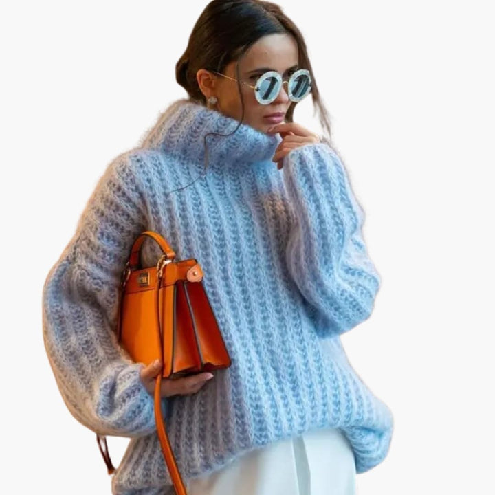 Damen Oversize Strickpullover mit Rollkragen | Weiter Pullover mit langen Ärmeln für Layering, Herbst und Winter