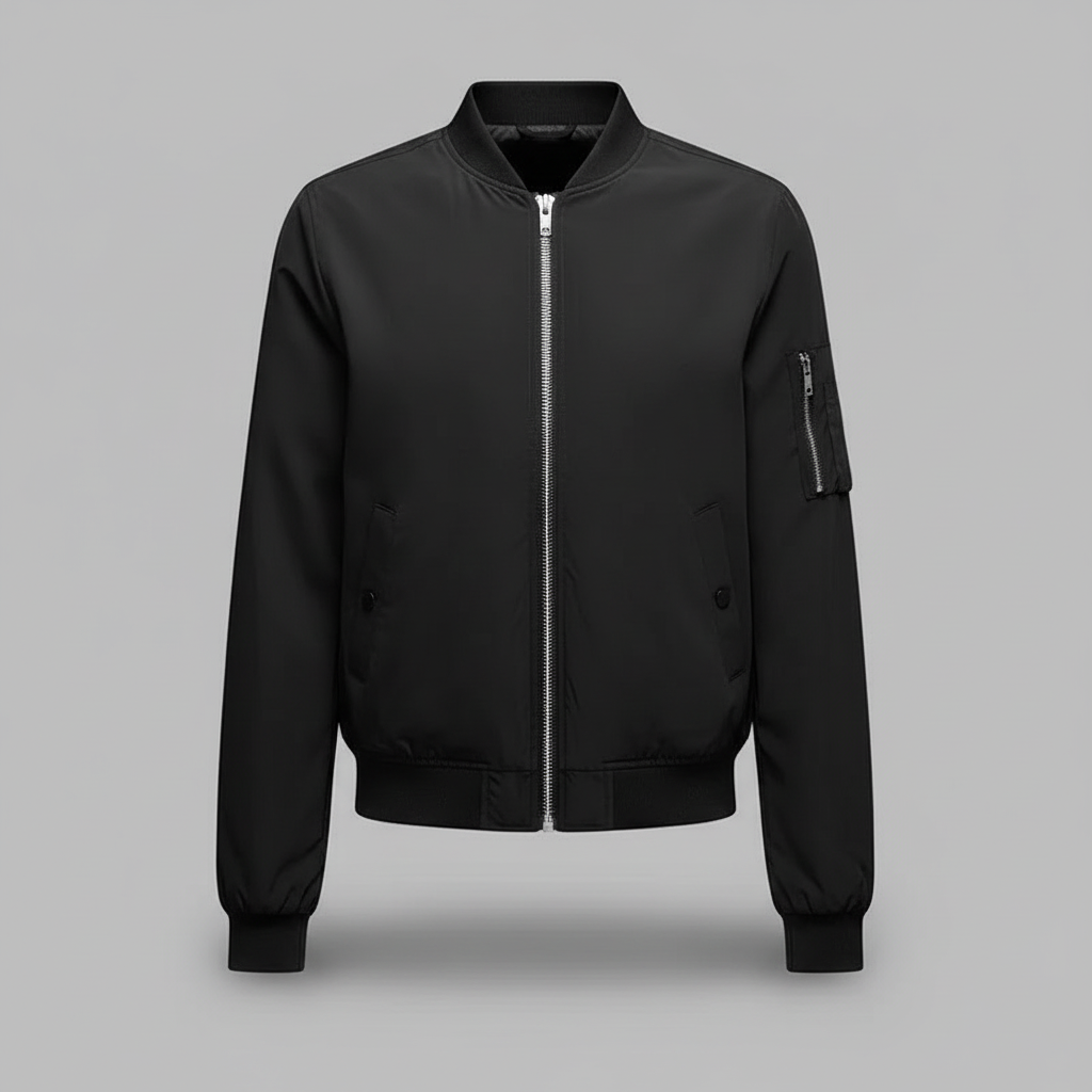 Damen Bomberjacke kurz mit Reißverschluss | Sportliche Übergangsjacke im Slim Fit mit Rippbündchen und langen Ärmeln