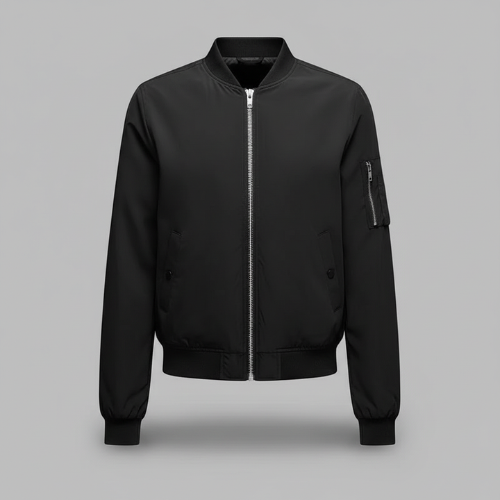 Damen Bomberjacke kurz mit Reißverschluss | Sportliche Übergangsjacke im Slim Fit mit Rippbündchen und langen Ärmeln