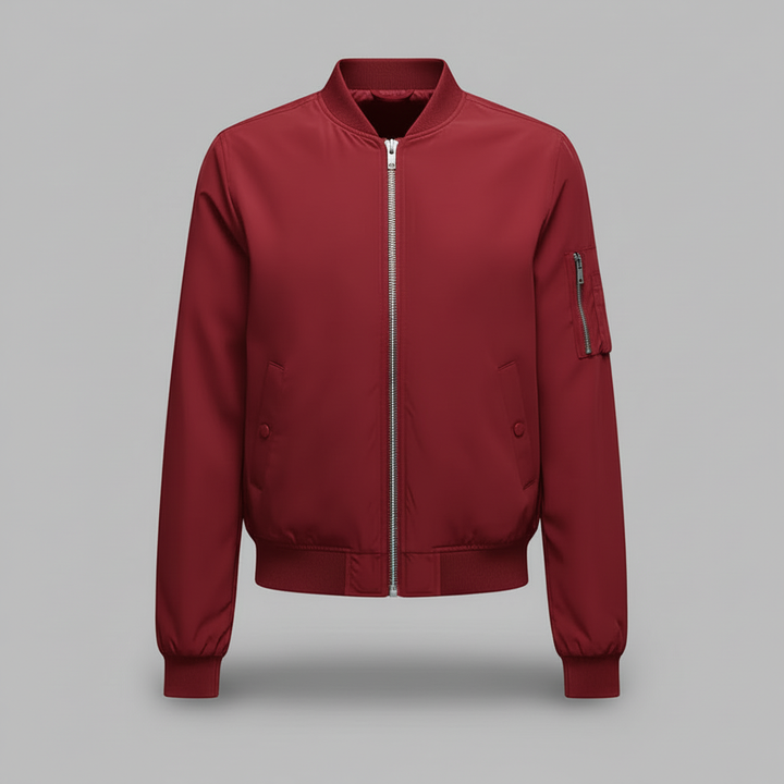 Damen Bomberjacke kurz mit Reißverschluss | Sportliche Übergangsjacke im Slim Fit mit Rippbündchen und langen Ärmeln