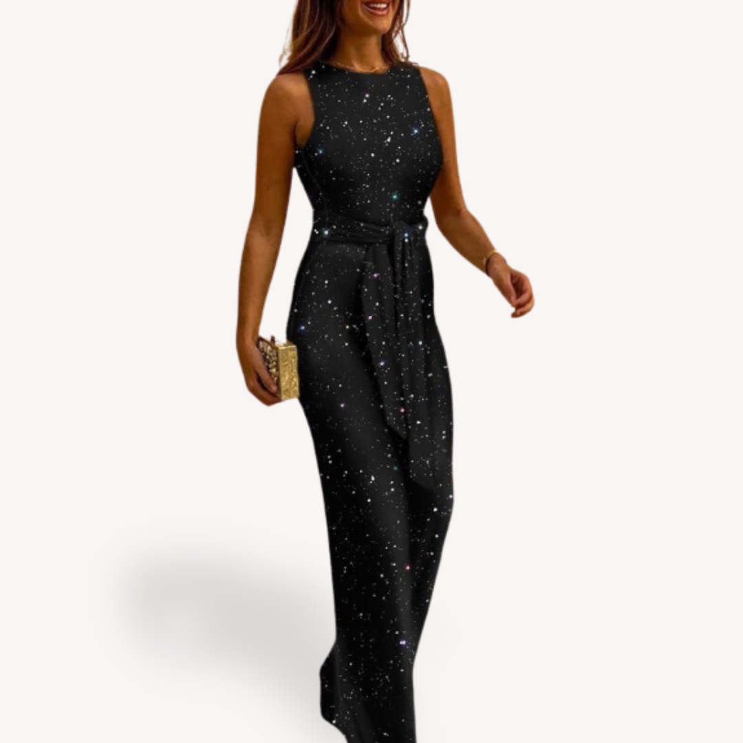 Damen Pailletten Jumpsuit | Figurbetonter Einteiler mit langem Bein und funkelndem Besatz für Partys und festliche Anlässe