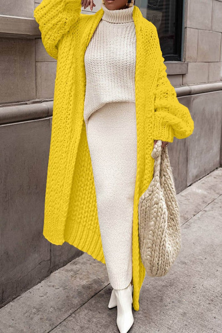 Damen Oversized Longline Grobstrick-Cardigan | Wadenlange Strickjacke mit offener Front und lockerer Passform für Herbst und Winter