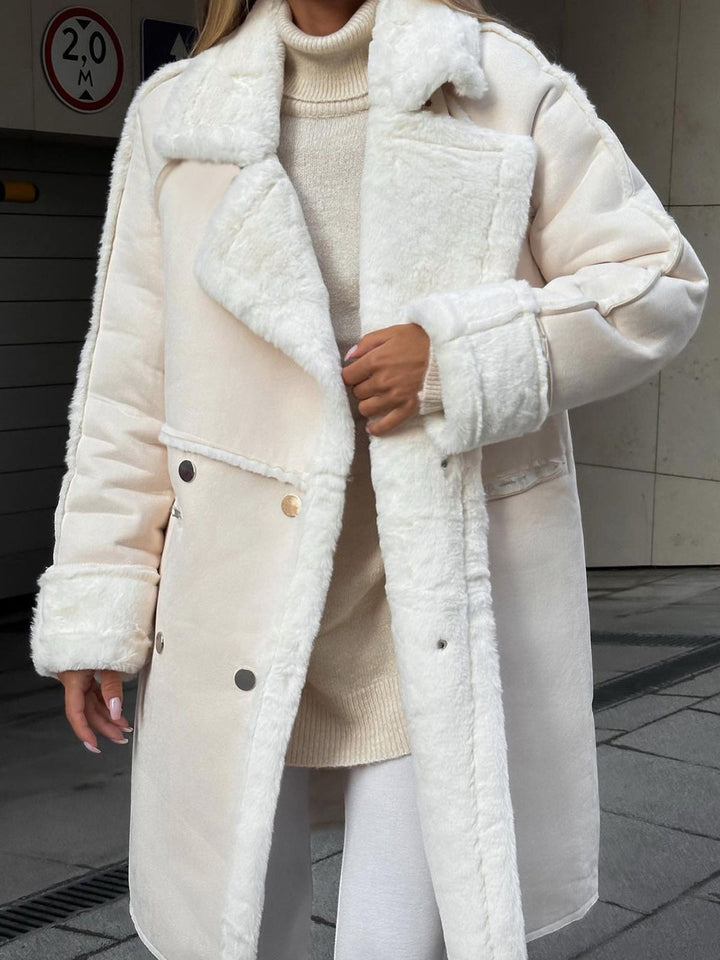 Damen Teddy Mantel | Flauschiger warmer Wintermantel aus weichem Teddy-Stoff mit eleganter Silhouette für Alltag und besondere Anlässe