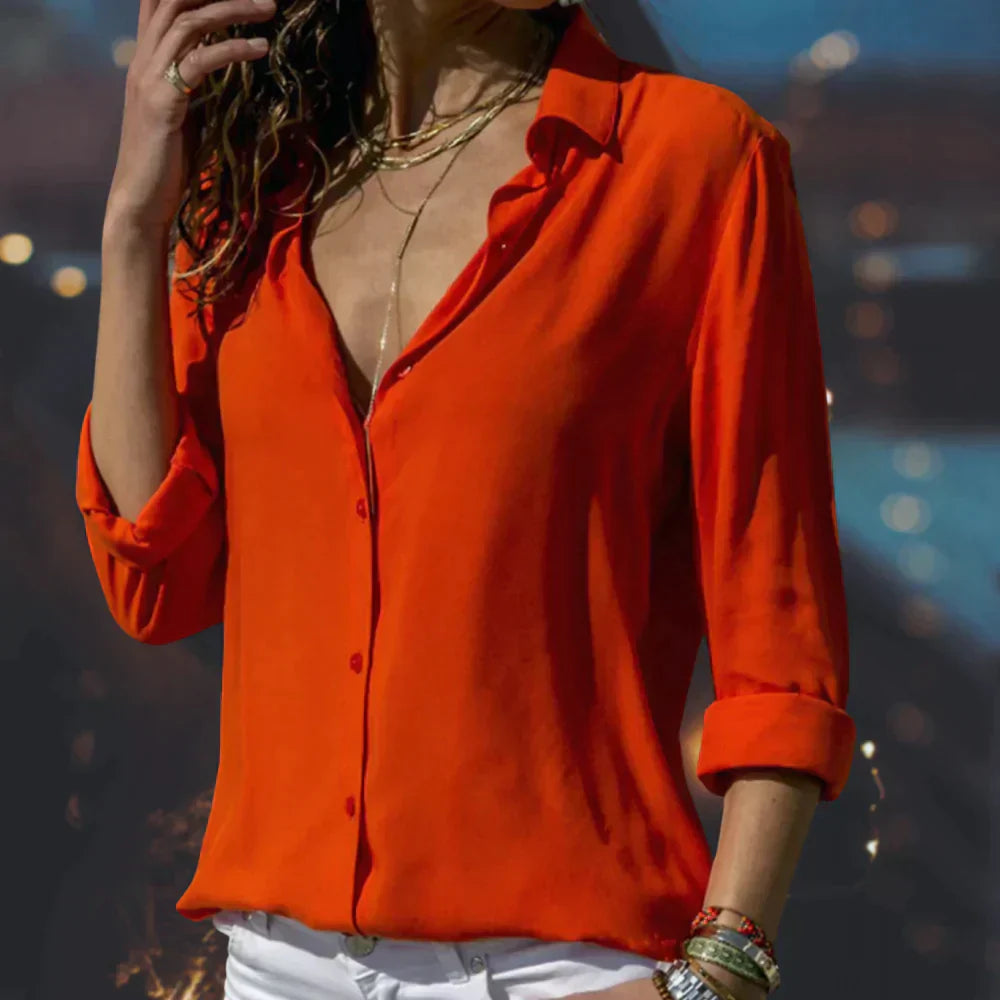 DemiChic™ – Camicetta da donna in chiffon con ricami eleganti e leggerezza