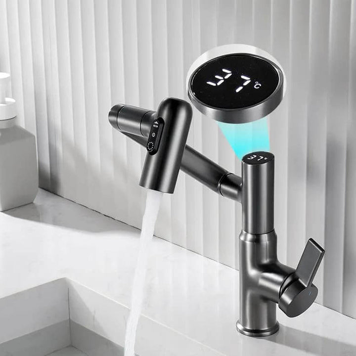 Digital water meter for faucet with temperature display | Save water &amp; energy | Live flow + consumption counter | Universal, easy to install