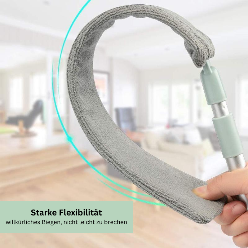Teleskop Staubwedel mit Mikrofaser | Flexibler Staubfänger für schwer erreichbare Stellen | Verlängerbar &amp; wiederverwendbar | 1+2 Gratis Set