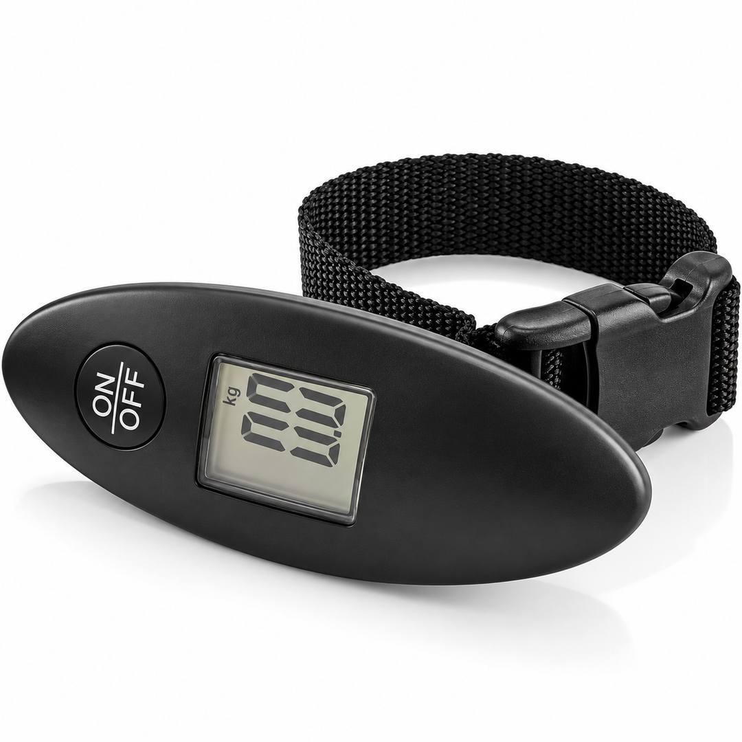 Digitale Kofferwaage bis 40 kg | Gepäckwaage mit 100-g-Teilung, kg/lbs-Anzeige, Nylonriemen und 3-V-Batterie