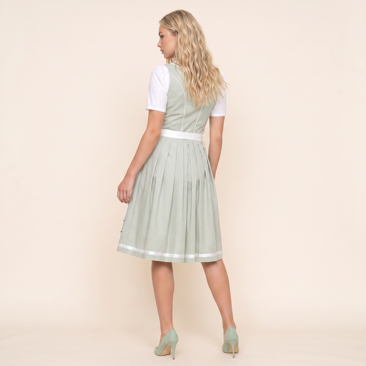 Damen Dirndl | 2-teiliges Trachtenkleid mit Schnürmieder, Reißverschluss und Doppelschürze