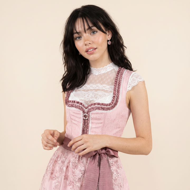 Damen Dirndl | Trachtenkleid mit bestickter Schürze und Perlen-Applikationen