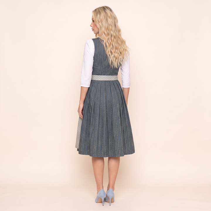 Damen Dirndl | Traditionelles Trachtenkleid mit klassischem Mieder und Schürze mit Schließe