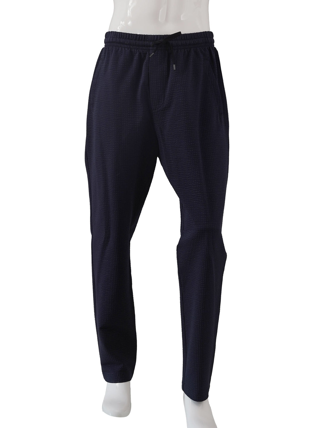 Herren Joggpant | Dunkelblaue Seersucker-Hose mit luftigem Sommermaterial