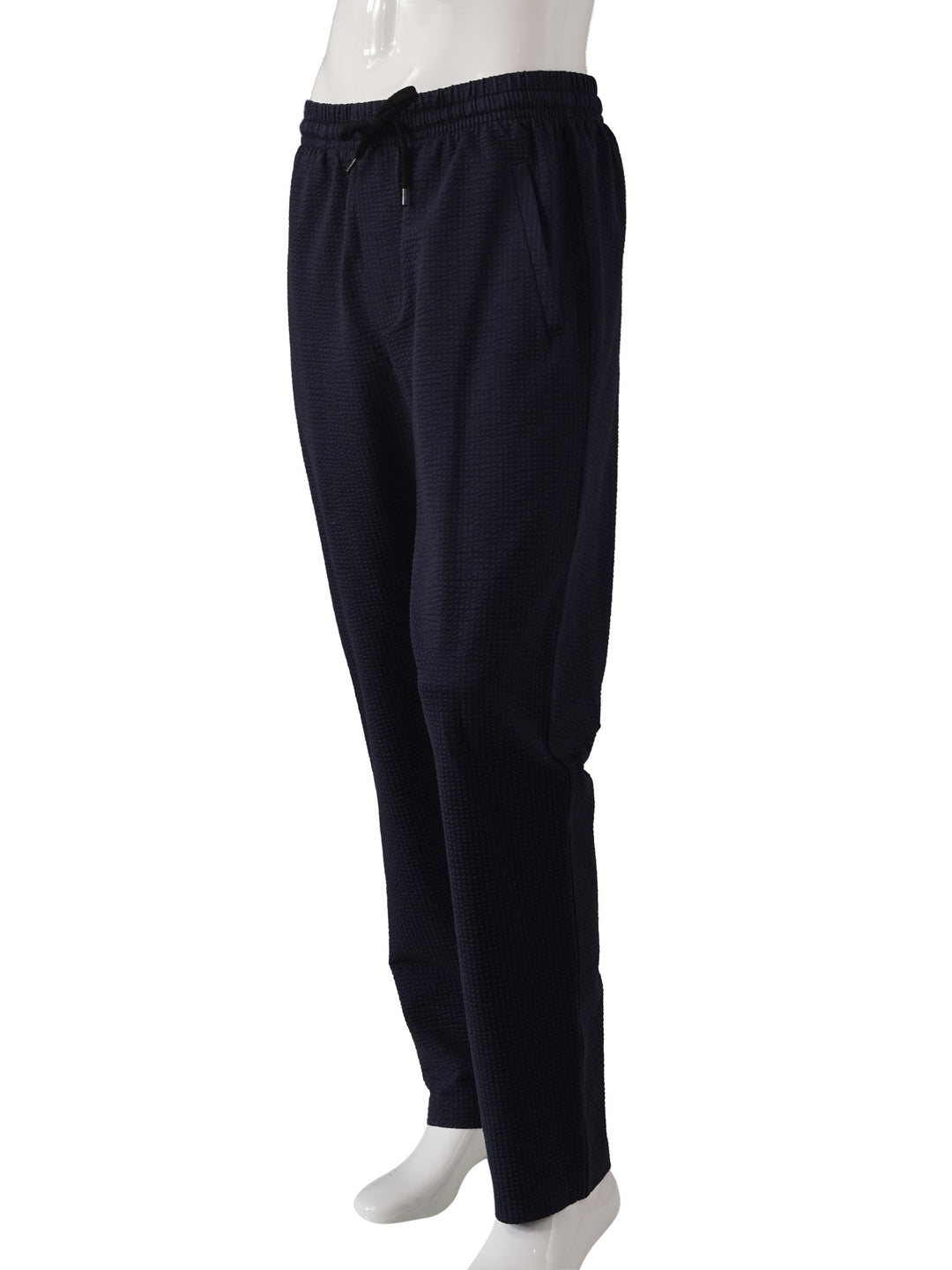 Herren Joggpant | Dunkelblaue Seersucker-Hose mit luftigem Sommermaterial