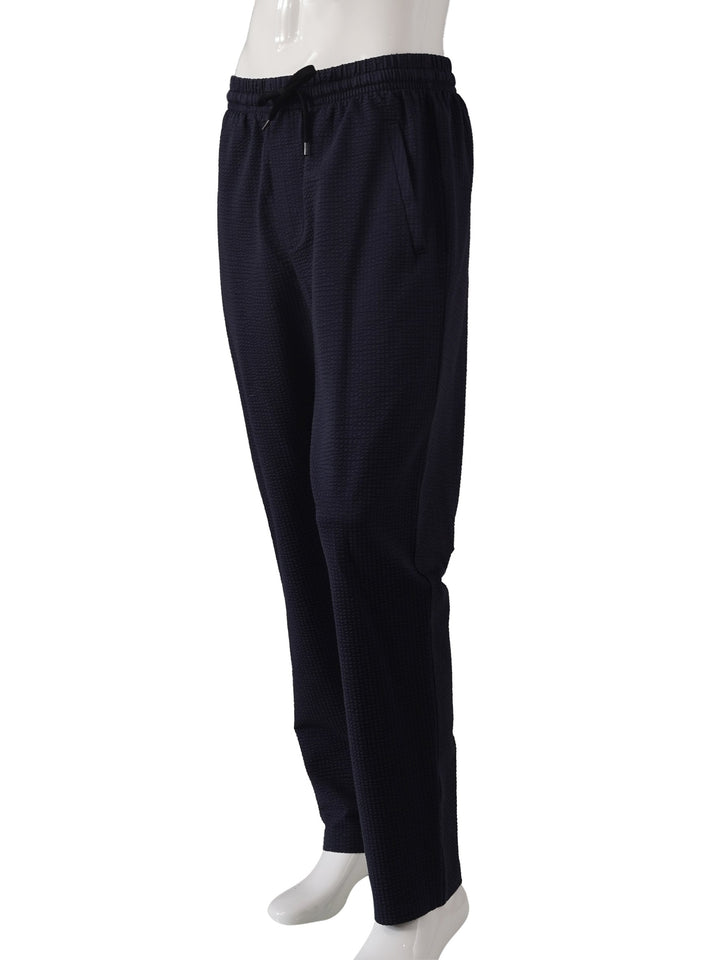Herren Joggpant | Dunkelblaue Seersucker-Hose mit luftigem Sommermaterial