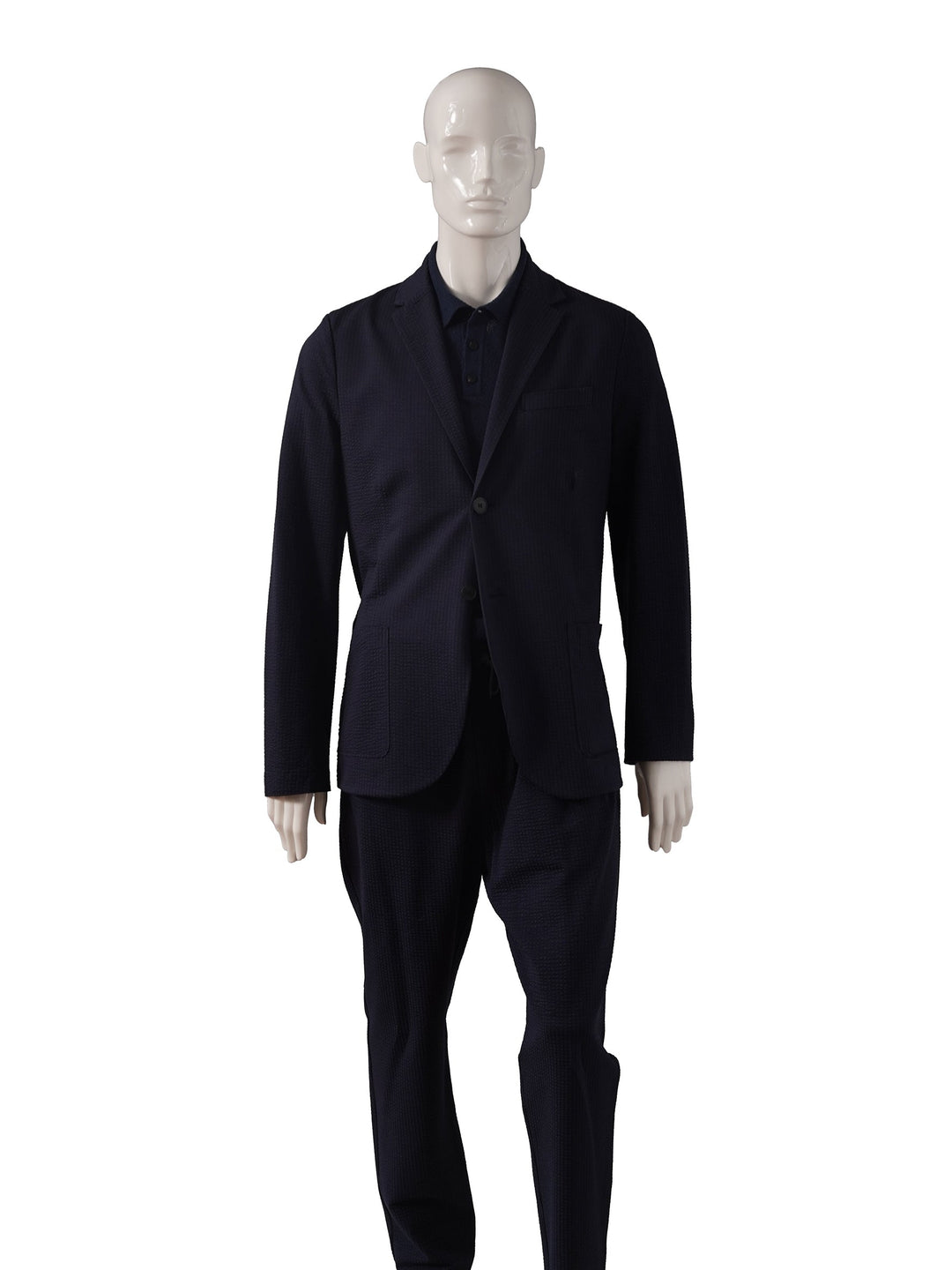 Herren Joggpant | Dunkelblaue Seersucker-Hose mit luftigem Sommermaterial