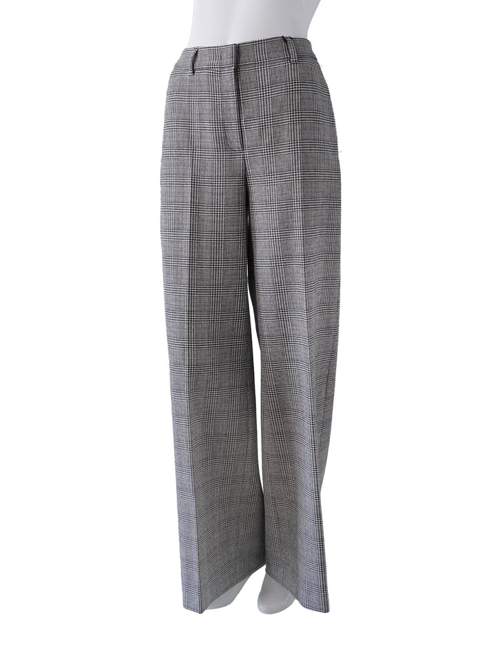Damen Hose | Shiloh Prince-of-Wales-Karo mit hohem Bund und weitem geradem Bein