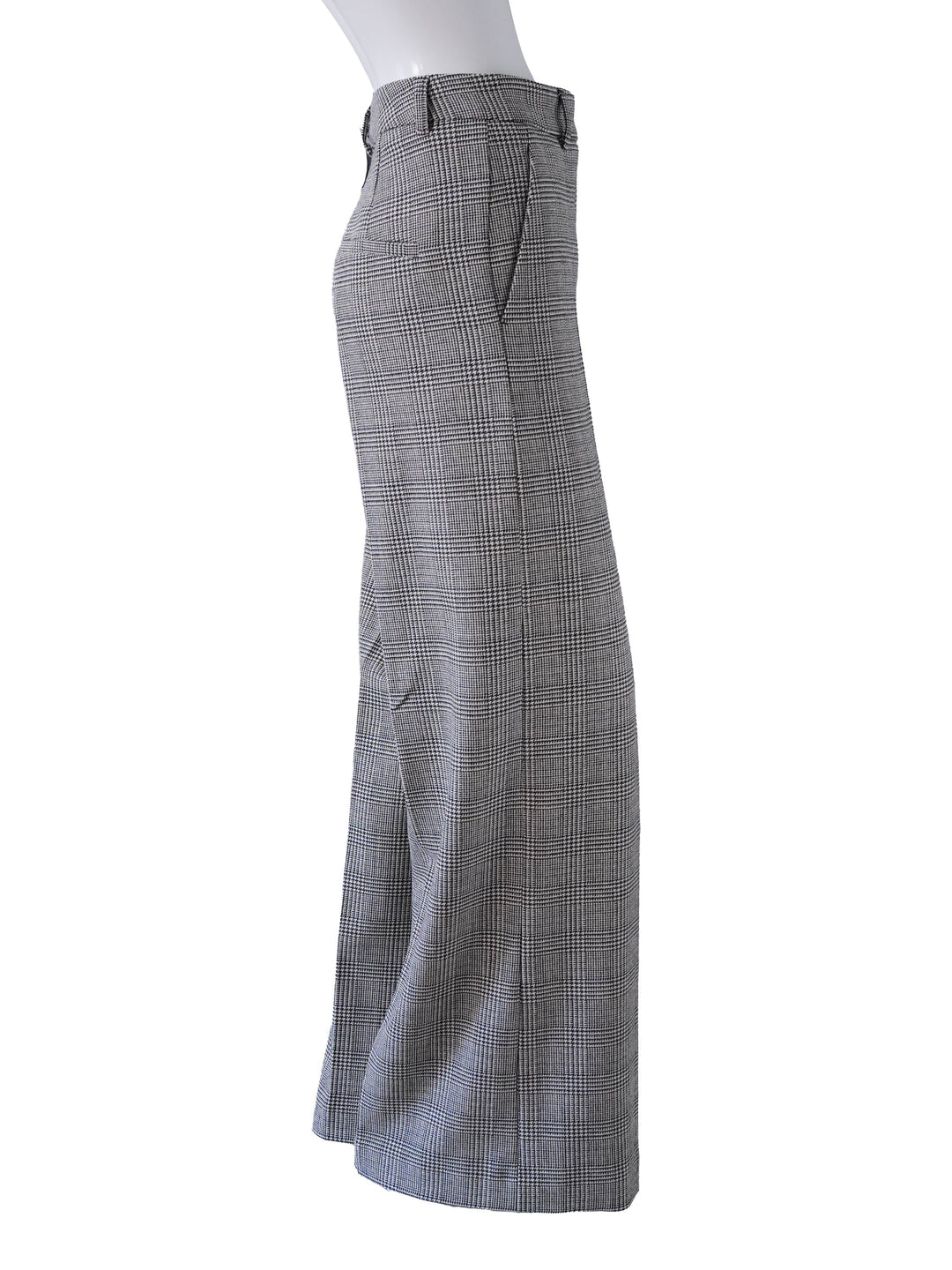 Damen Hose | Shiloh Prince-of-Wales-Karo mit hohem Bund und weitem geradem Bein