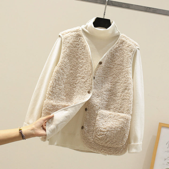 Damen Lammwollweste aus weicher Wolle | Klassische Strickweste mit wärmender, atmungsaktiver Textur für Herbst und Winter