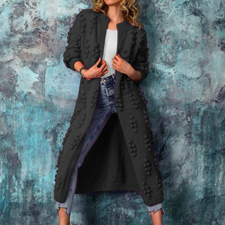 Damen lange Strickjacke im Trenchstil | Weicher, wärmender Long Cardigan mit fließendem Schnitt für Herbst und Winter
