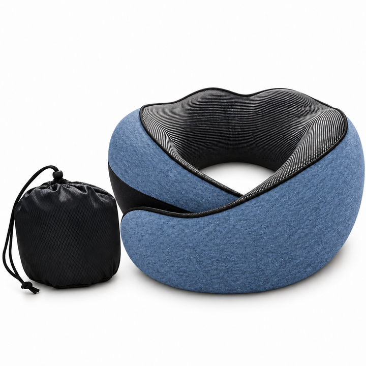 Ergonomisches Reisekissen mit Memory-Schaum | Nackenkissen mit stützender Passform und kompaktem Design für Flugzeug, Zug und Auto