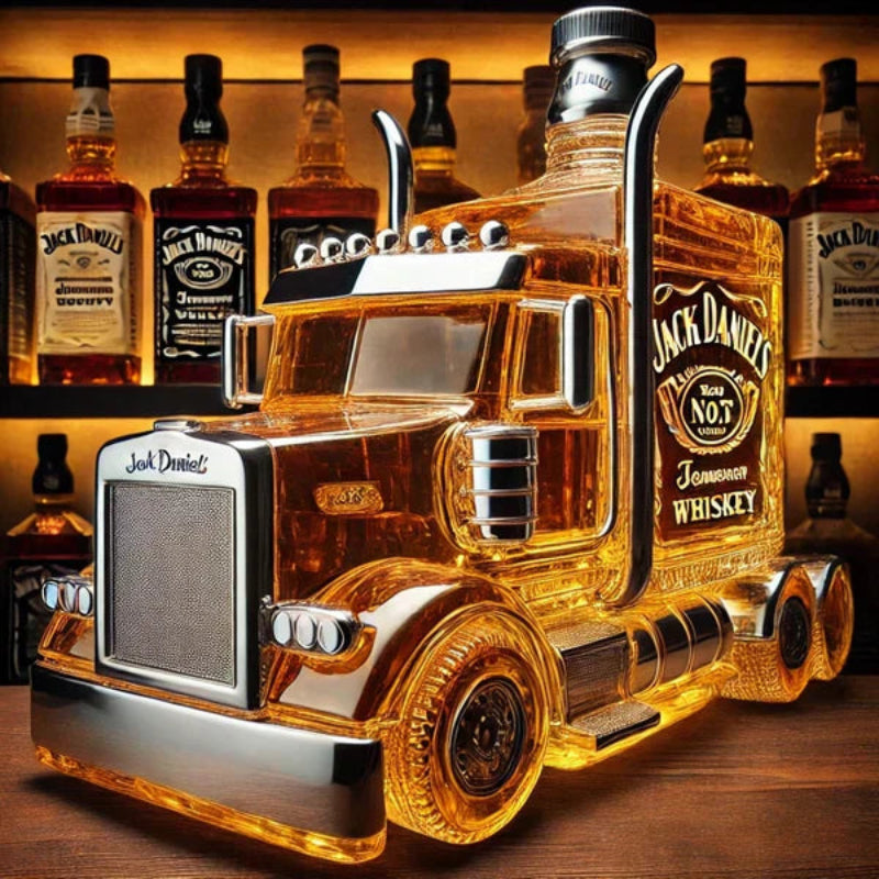 Whiskeyflasche | Glas-Dekanter in Sattelschlepper-Form für Bar &amp; Man Cave