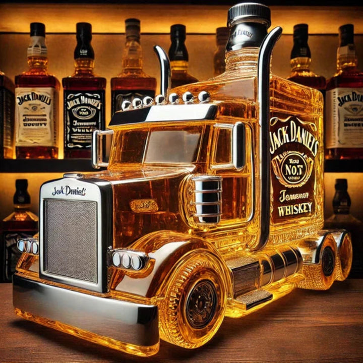 Whiskeyflasche | Glas-Dekanter in Sattelschlepper-Form für Bar &amp; Man Cave