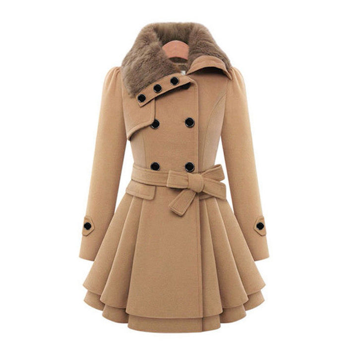 Damen Winterjacke lang mit Gürtel | Taillierte Jacke mit Kapuze, Knopfverschluss und Seitentaschen für kalte Tage