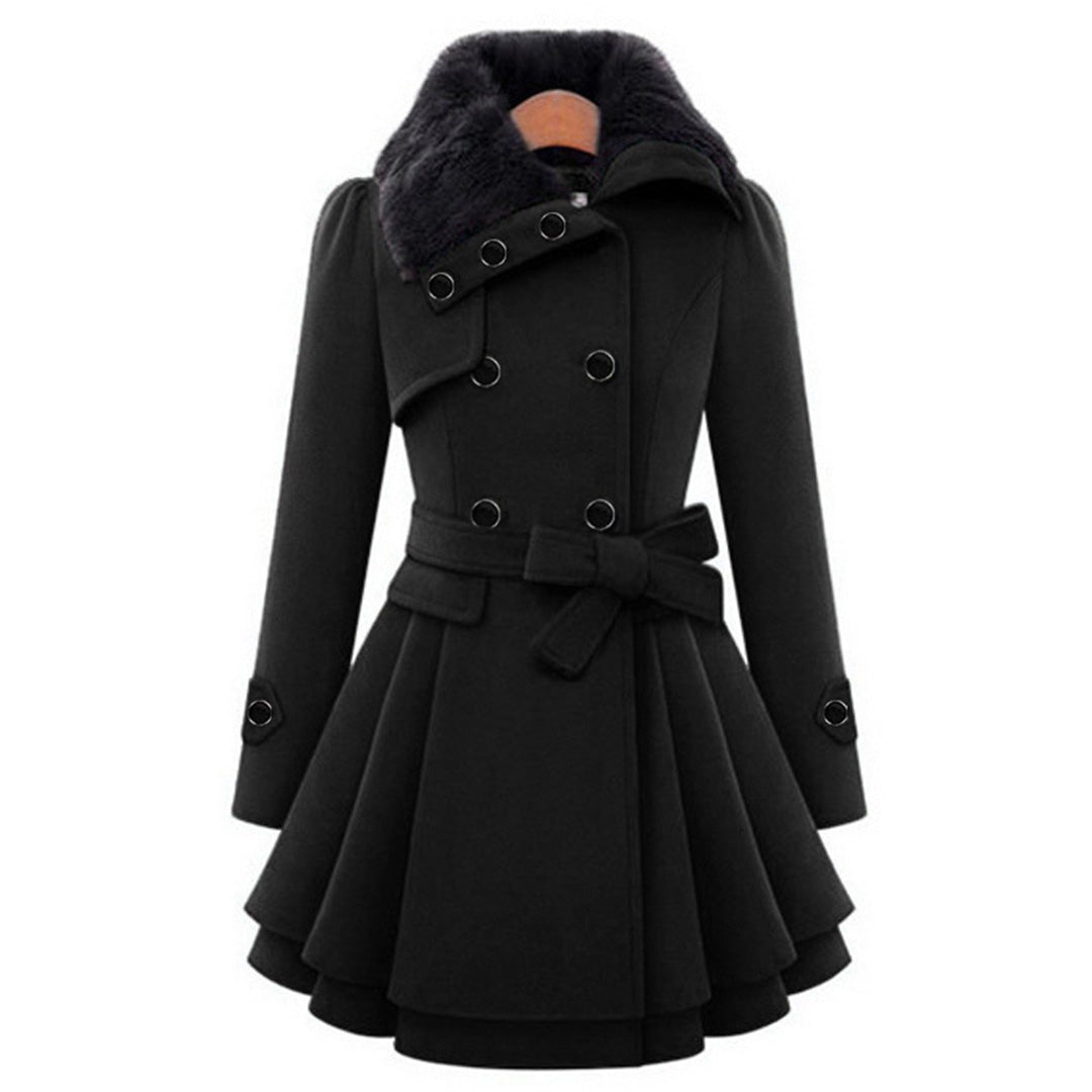 Damen Winterjacke lang mit Gürtel | Taillierte Jacke mit Kapuze, Knopfverschluss und Seitentaschen für kalte Tage