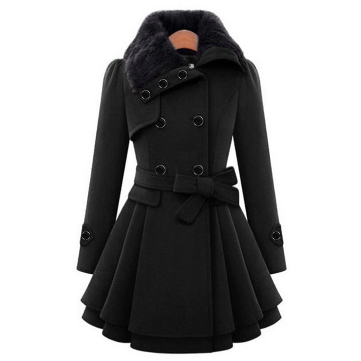 Damen Winterjacke lang mit Gürtel | Taillierte Jacke mit Kapuze, Knopfverschluss und Seitentaschen für kalte Tage