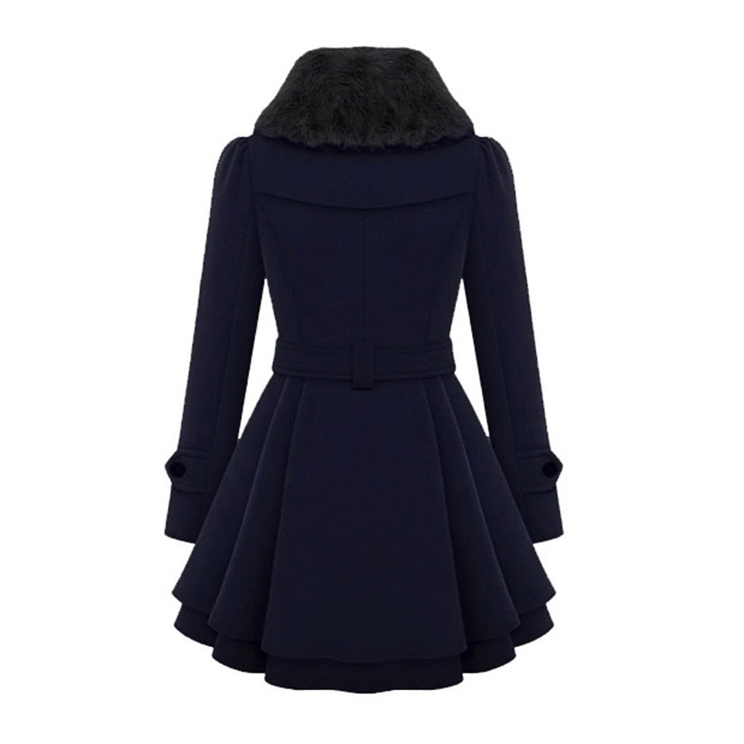 Damen Winterjacke lang mit Gürtel | Taillierte Jacke mit Kapuze, Knopfverschluss und Seitentaschen für kalte Tage