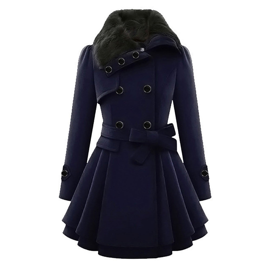 Damen Winterjacke lang mit Gürtel | Taillierte Jacke mit Kapuze, Knopfverschluss und Seitentaschen für kalte Tage