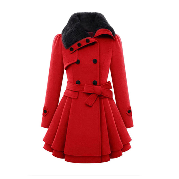 Damen Winterjacke lang mit Gürtel | Taillierte Jacke mit Kapuze, Knopfverschluss und Seitentaschen für kalte Tage