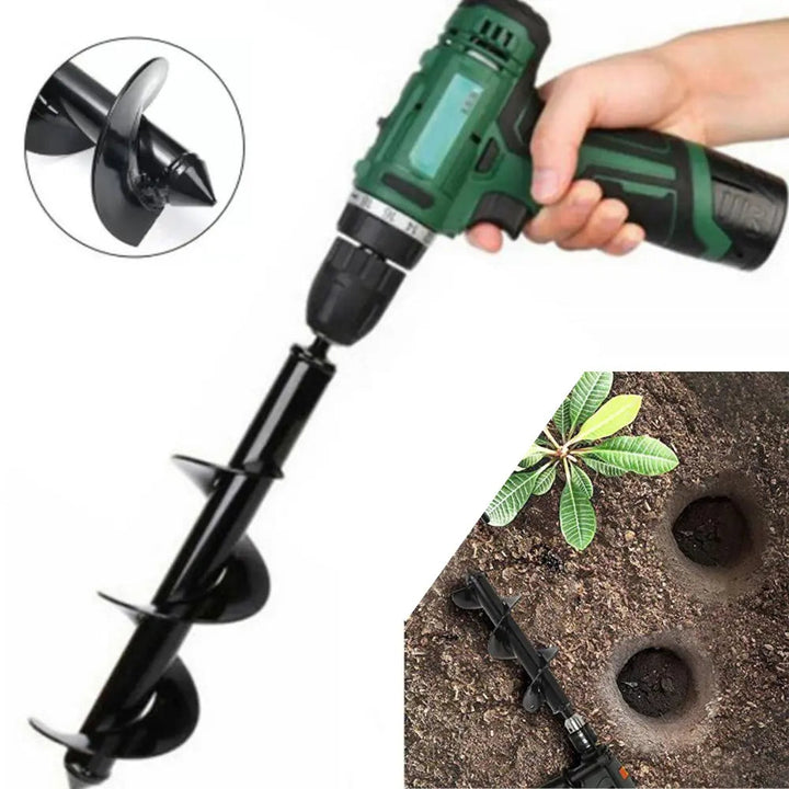 Erdbohrer 30 cm für Akkuschrauber | Spiralbohrer für Pflanzlöcher | Gartenbohrer aus pulverbeschichtetem Stahl