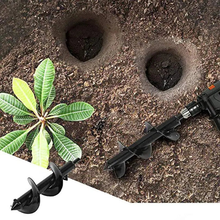 Erdbohrer 30 cm für Akkuschrauber | Spiralbohrer für Pflanzlöcher | Gartenbohrer aus pulverbeschichtetem Stahl