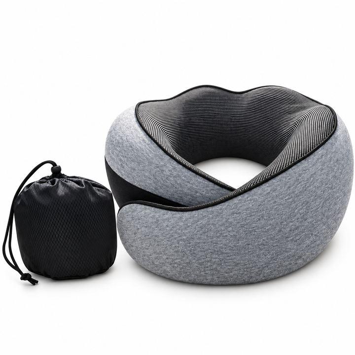 Ergonomisches Reisekissen mit Memory-Schaum | Nackenkissen mit stützender Passform und kompaktem Design für Flugzeug, Zug und Auto