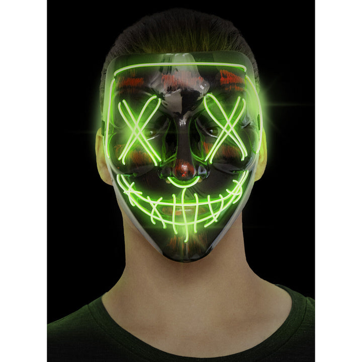 LED Purge Leuchtmaske | Leuchtende Halloween Maske für Horrorparty, Festival, Karneval und gruselige Mottopartys