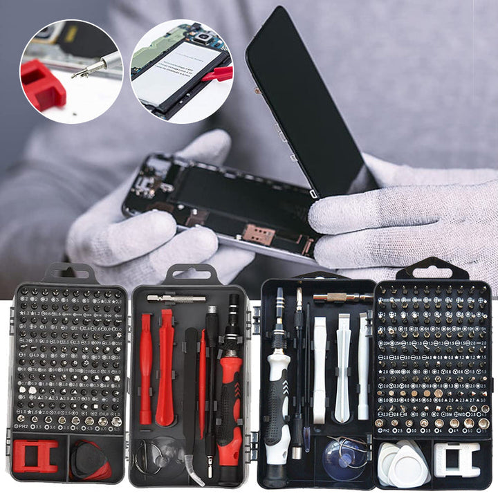 Präzisions-Schraubendreher Set | 115-in-1 mit 98 magnetischen Bits für Handy, Laptop und Feinmechanik