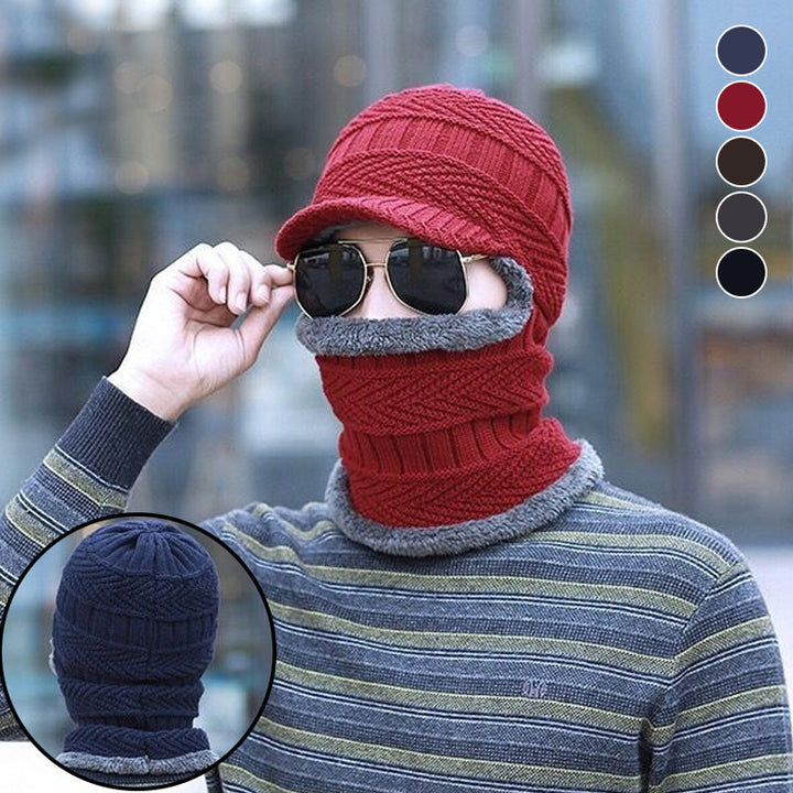 Winter Beanie mit Maske | Verdickt &amp; Gefüttert | Strickmütze mit Nackenschutz