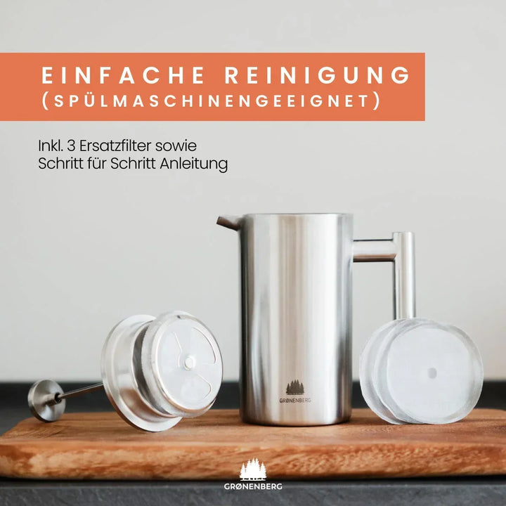 French Press aus Edelstahl | 350 ml Kaffeepresse mit doppelwandiger Isolierung