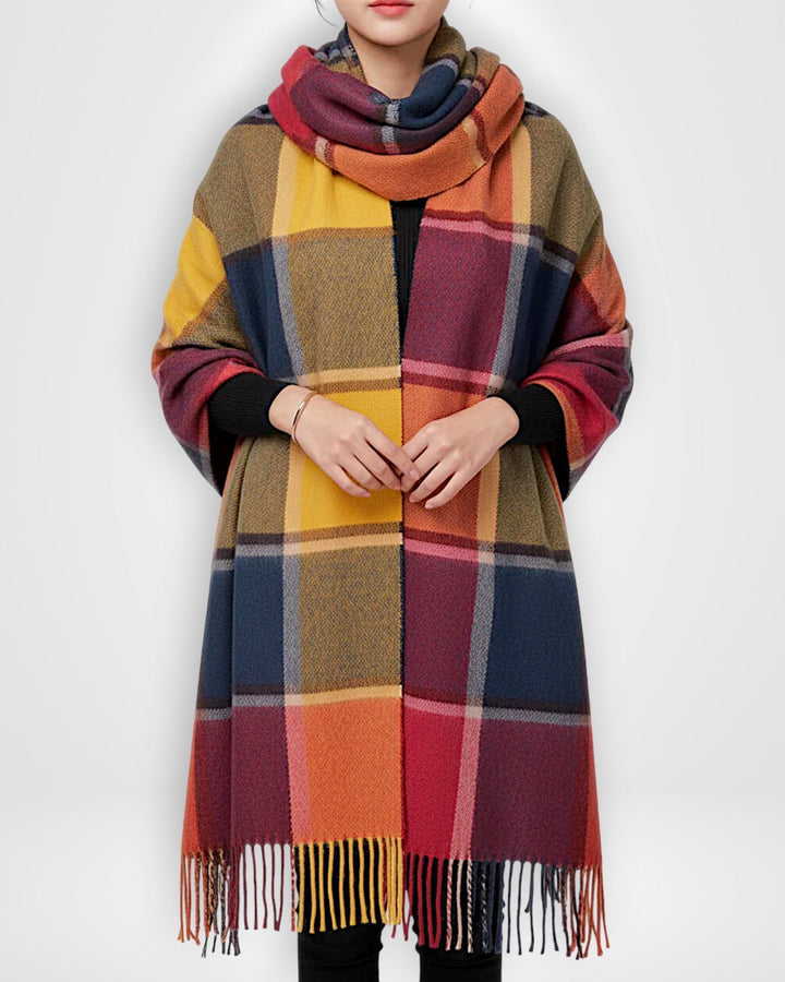 Damen Schal mit Karomuster 180 x 50 cm | Weicher, wärmender Winterschal im großzügigen Format für Alltag und elegante Outfits