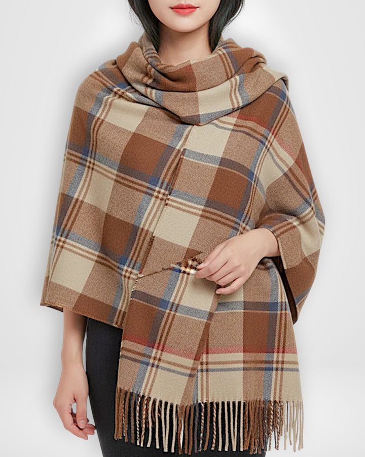 Damen Schal mit Karomuster 180 x 50 cm | Weicher, wärmender Winterschal im großzügigen Format für Alltag und elegante Outfits