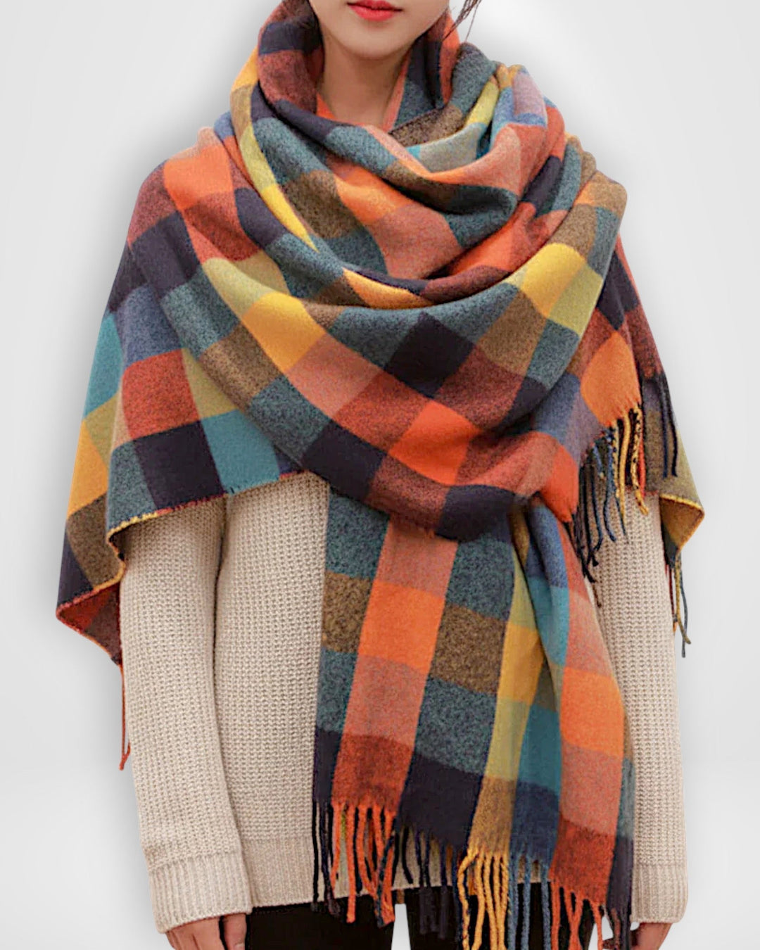 Damen Schal mit Karomuster 180 x 50 cm | Weicher, wärmender Winterschal im großzügigen Format für Alltag und elegante Outfits